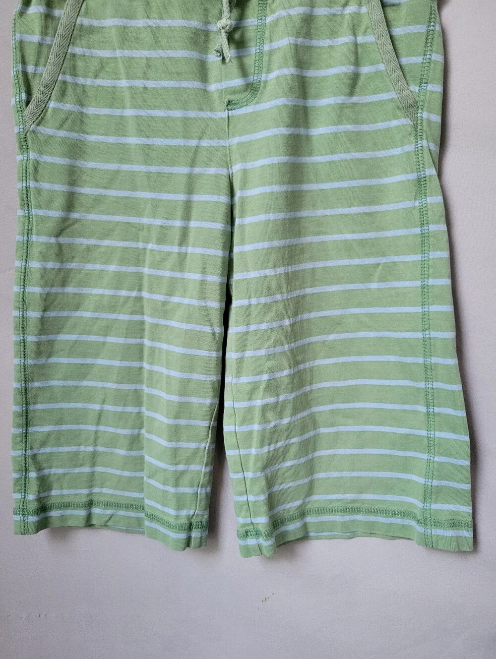 Mini Boden Boys Striped Cotton Pull On Shorts Green 5-6Y